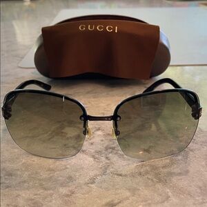 Gucci Black and Gold Sunglasses